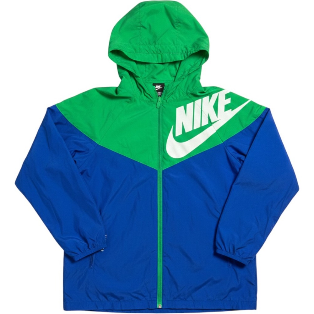 Nike Kids Windrunner Packable Windbreaker Jacket Blue Green Loose Fit Medium M